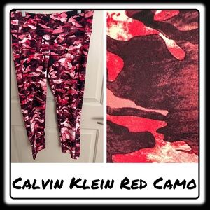 Calvin Klein Performance leggings. Red, black, pink Size XL. Capri (23-25”)